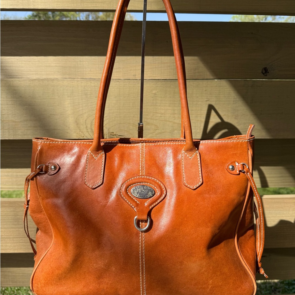 Machiavelli Firenze Vintage Elegant Tan Leather Tote Bag